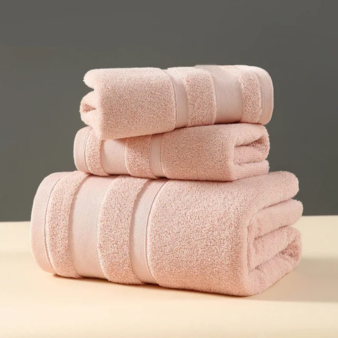 * 3pcs Combed Cotton Bath Towel Sets