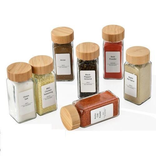 Glass Spice Jars with Bamboo lid