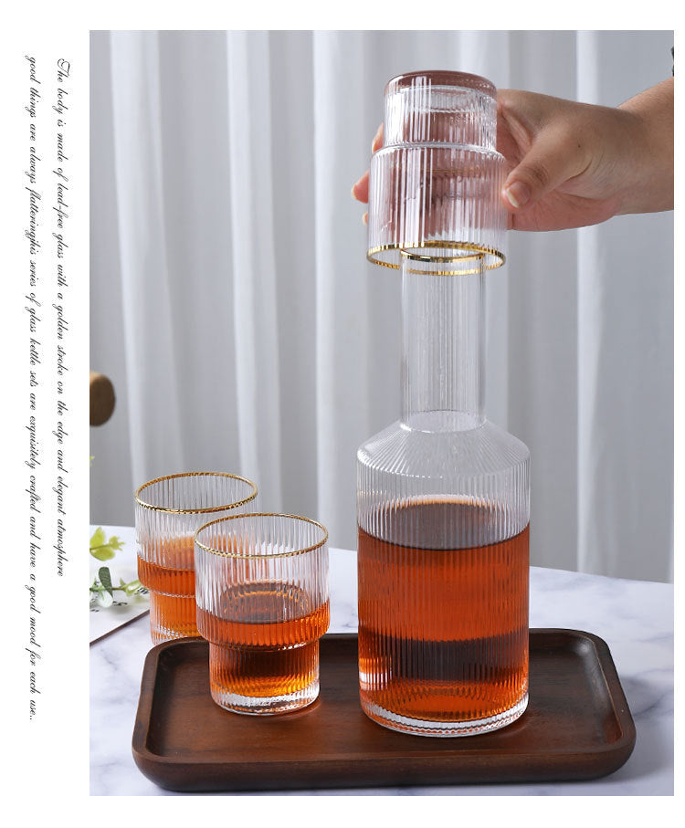 Elegant Vertical stripped Highball ripped Glass cup set set of 5pcs