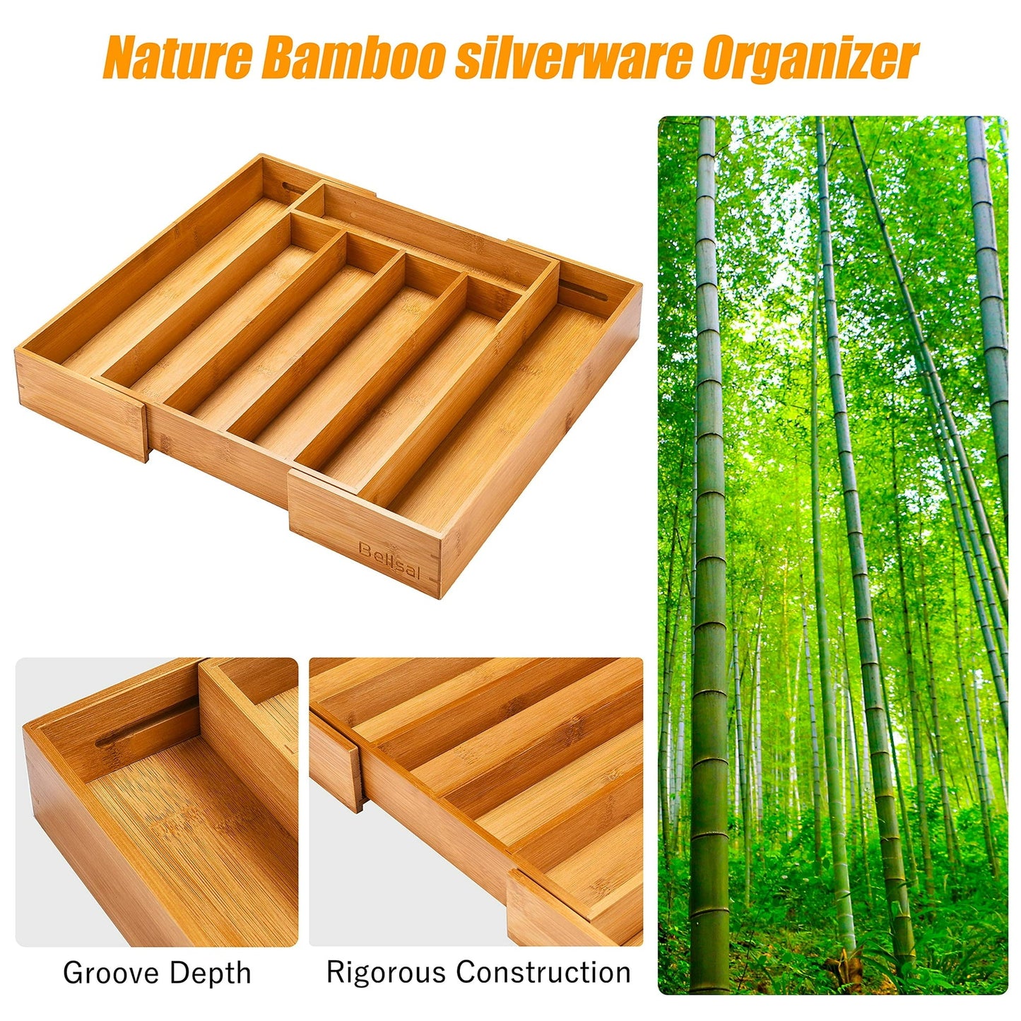 Bamboo Expandable Cutlery Tray