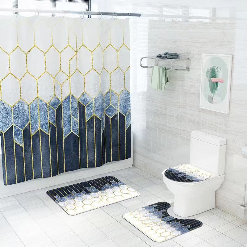 4pcs bathroom set (mat and shower curtain)