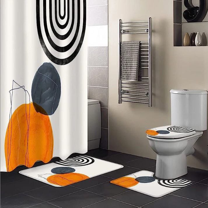 4pcs bathroom set (mat and shower curtain)