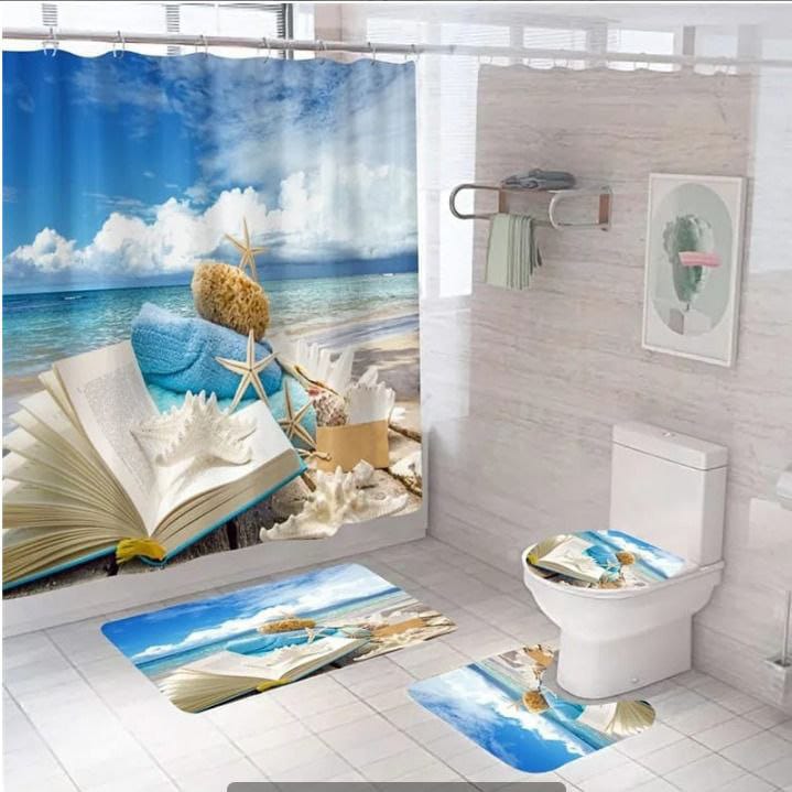 4pcs bathroom set (mat and shower curtain)