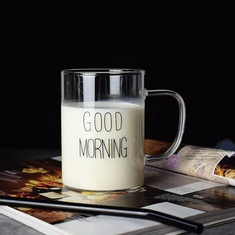 Good morning glass mug