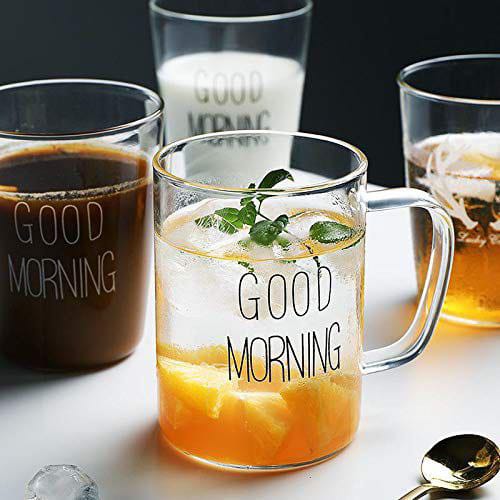 Good morning glass mug