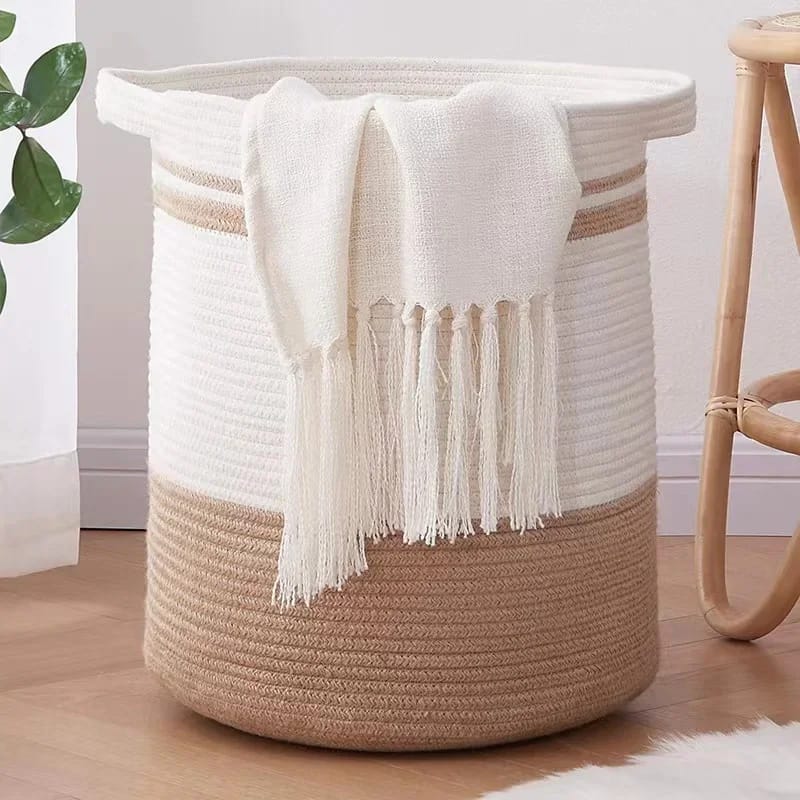 Round hamper woven laundry basket