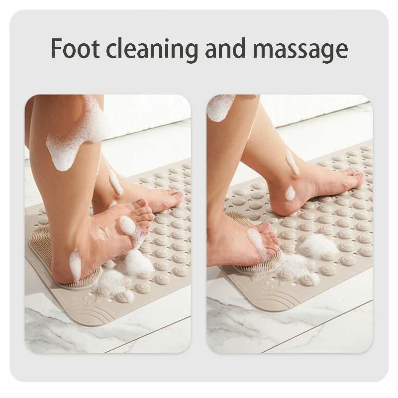 Bathroom anti slip mat with lazy scrubber