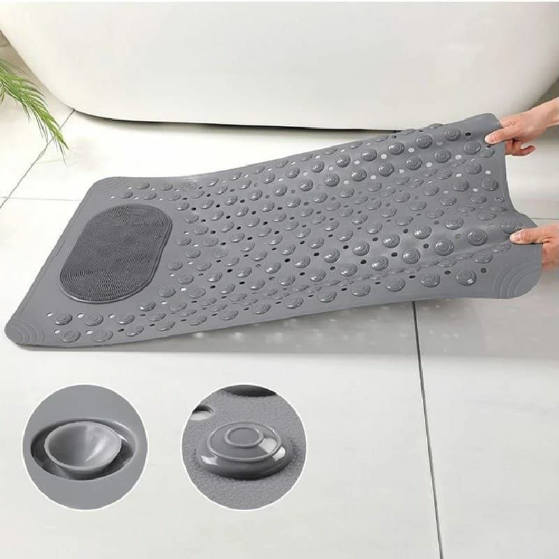 Bathroom anti slip mat with lazy scrubber