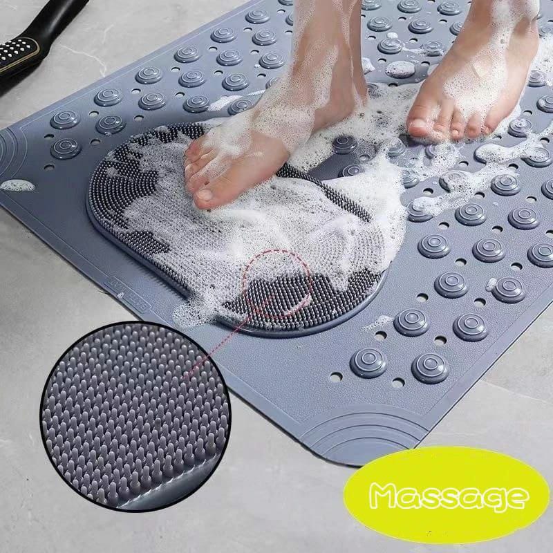 Bathroom anti slip mat with lazy scrubber