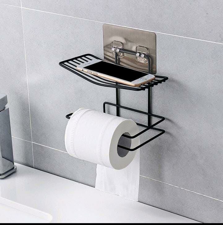 Wall mounted tissue holder with rack