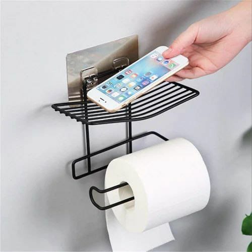 Wall mounted tissue holder with rack