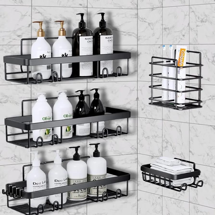 5pcs (3 rectangular) shower caddy