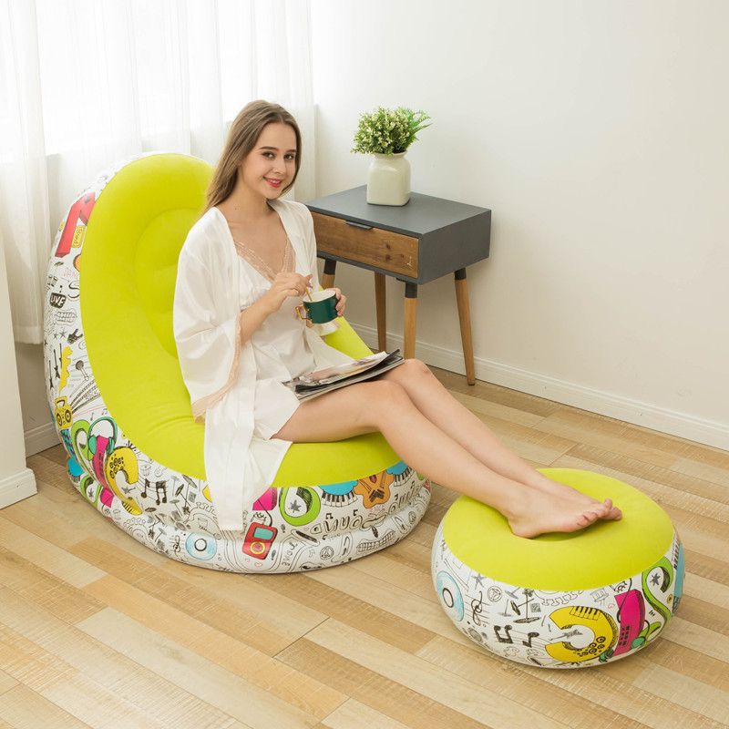 Inflatable Deluxe Lounge Seat / Inflatable seat with Foot rest & Free Pump (2pcs Sets)