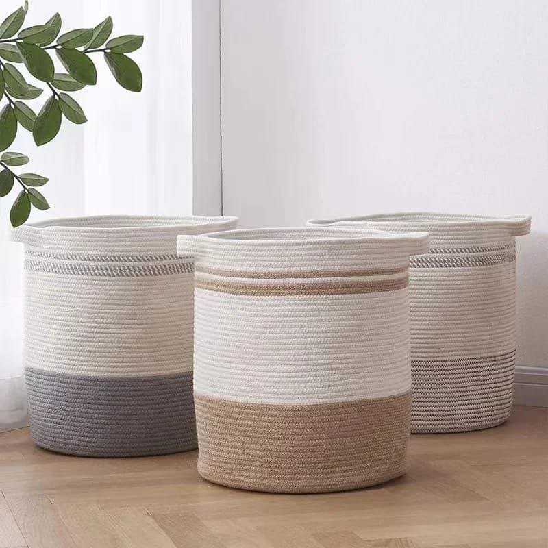 Round hamper woven laundry basket