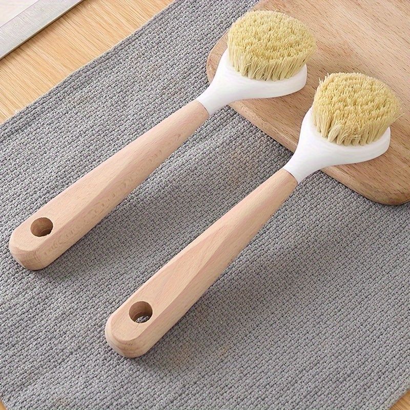 Hard bristle Pot/pan cleaning brush with wooden handle