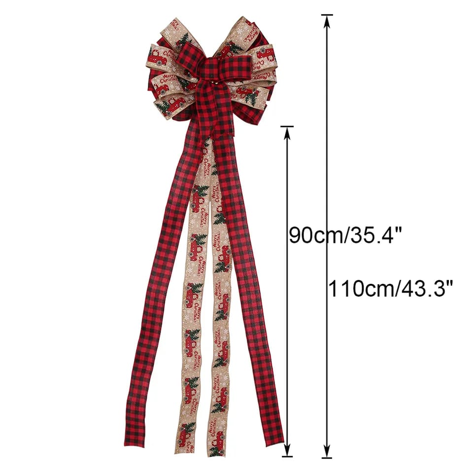 Large Christmas Bows 110cm Plaid Bowknot