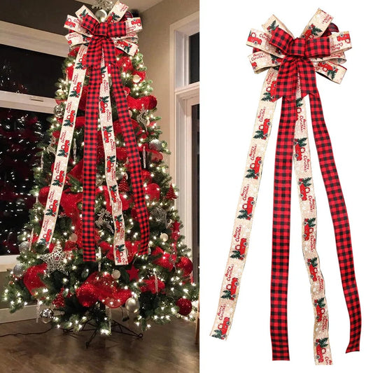 Large Christmas Bows 110cm Plaid Bowknot