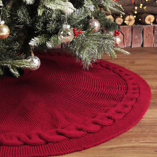 Christmas Knitted Tree Skirt Knitted Christmas Tree Apron Christmas Tree Skirt Decoration