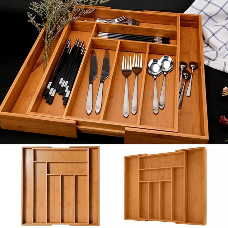 Bamboo Expandable Cutlery Tray