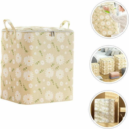 Flowers Non-Woven Zipper Storage quilt Bag 140L