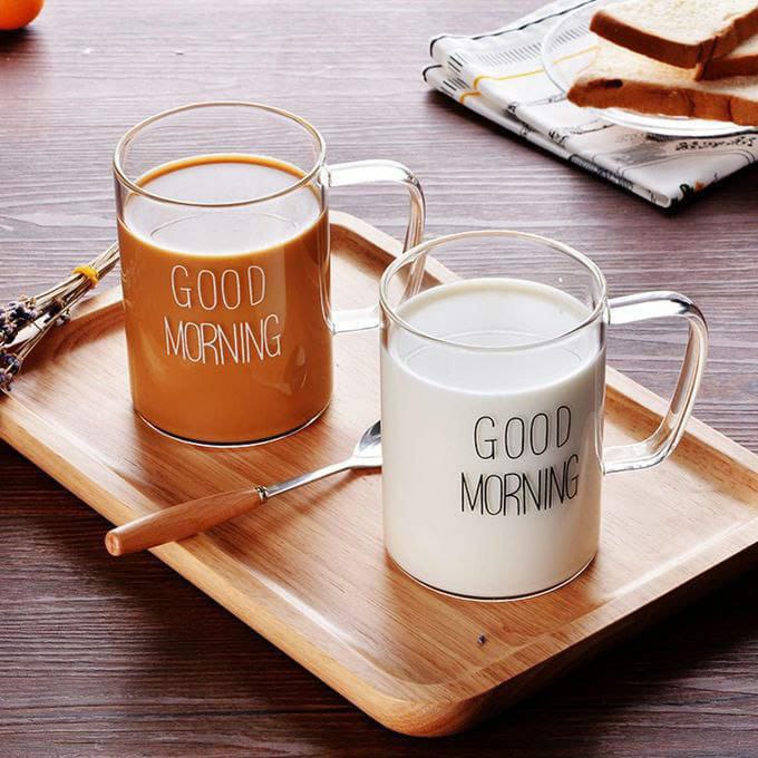 Good morning glass mug