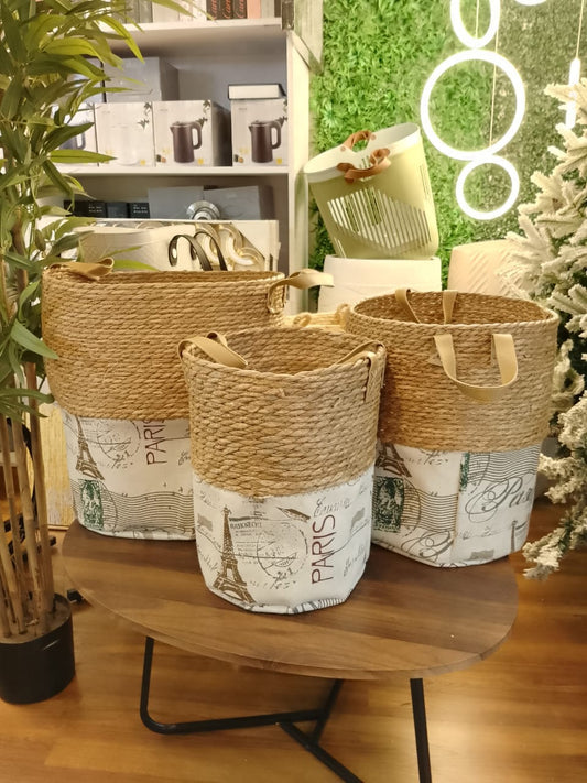 High Quality Set of 3 Stackable handmade baskets 🧺