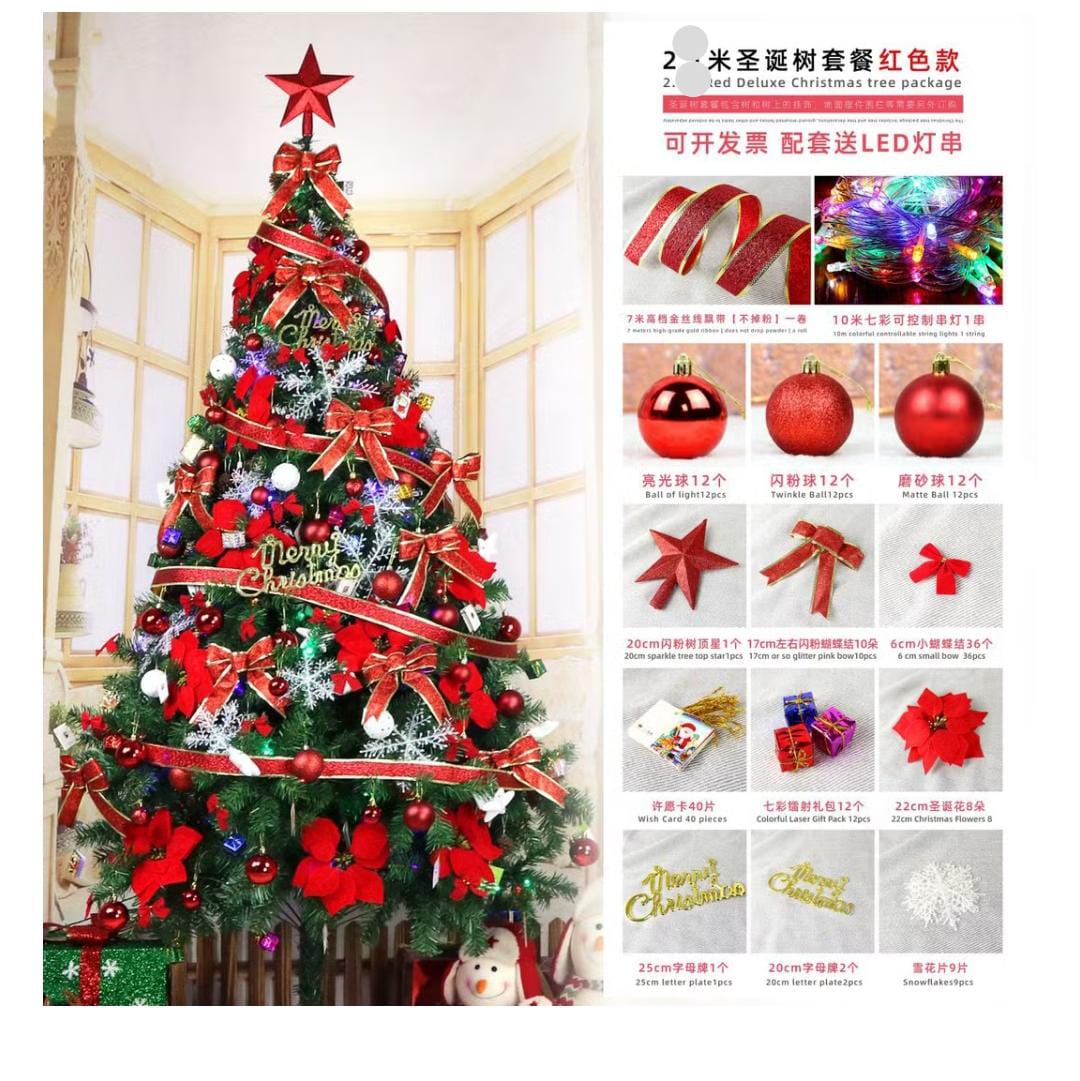 Complete Package Christmas Tree with Decor size 2.4M