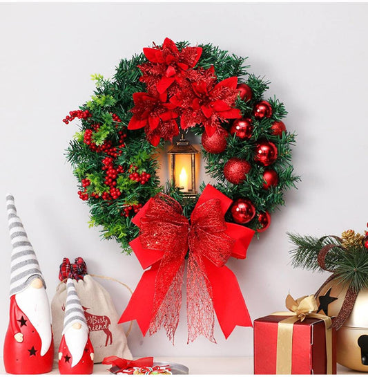 Christmas Wreaths,Christmas Wreath with Lights Pendant Decorations for Front Door