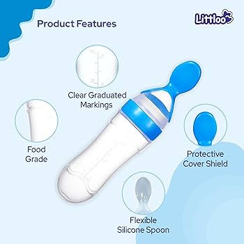 90ml Soft Silicone baby feeding bottle with spoon tip