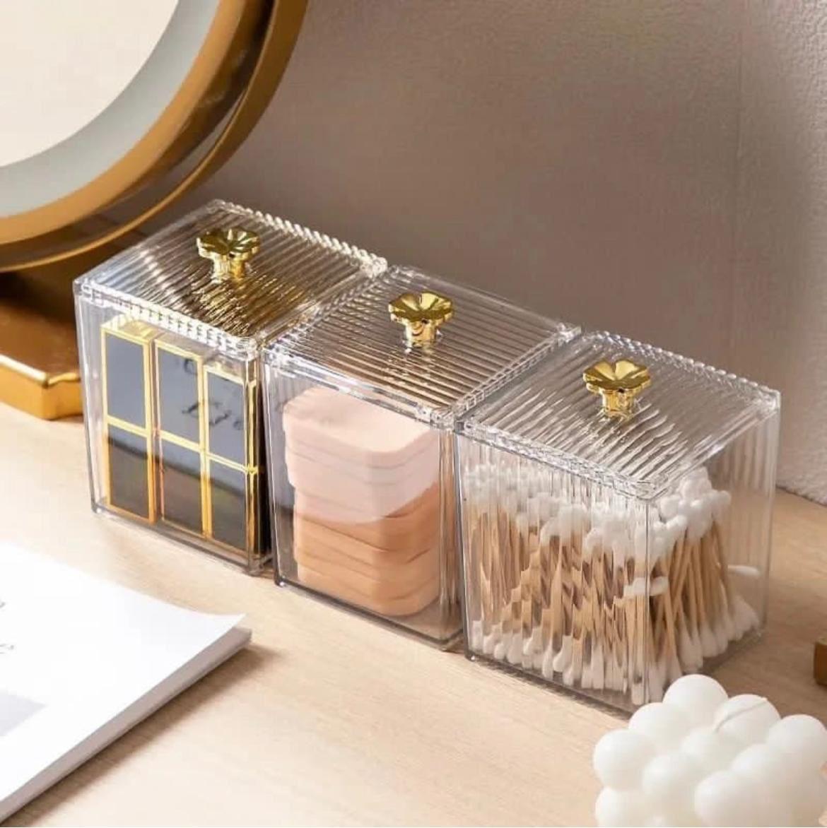 Multifunction Makeup Cotton Pad Storage Box for Cotton Swab Rod Cosmetics Jewelry Bathroom Container Lipstick Organizer Box