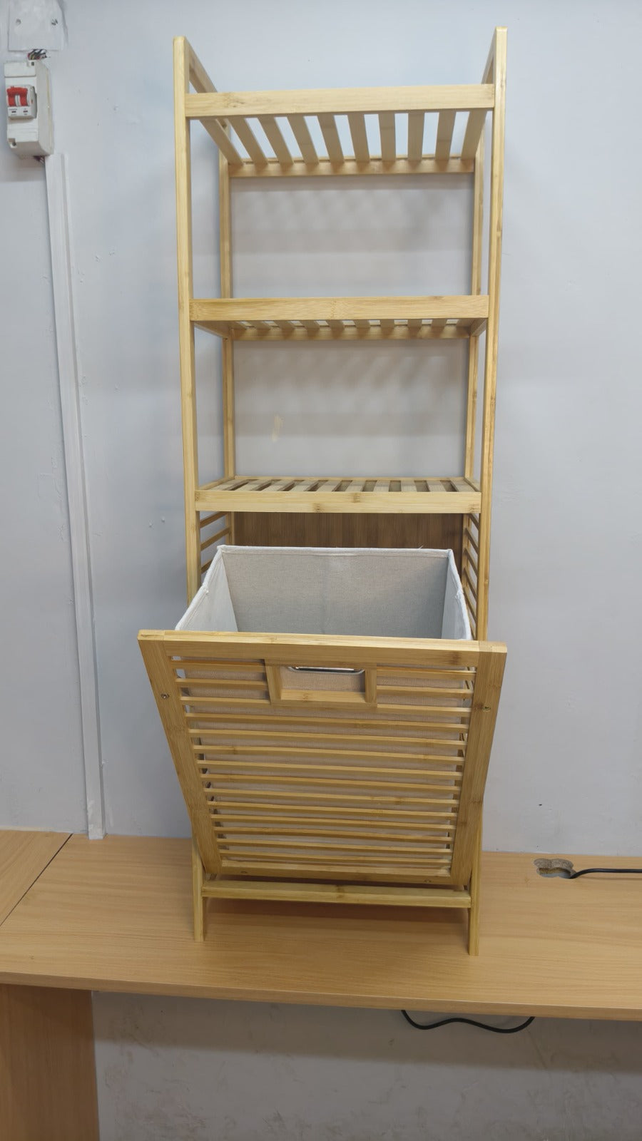 Bamboo Laundry Basket Organizer | 2-Tier Shelves