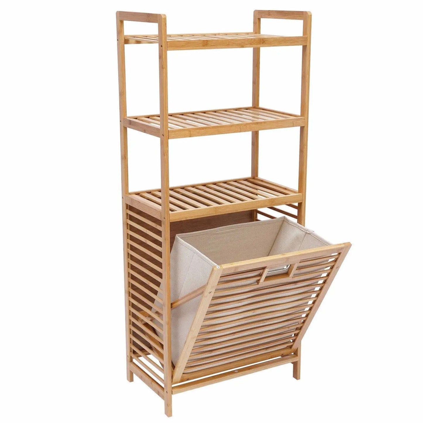 Bamboo Laundry Basket Organizer | 2-Tier Shelves