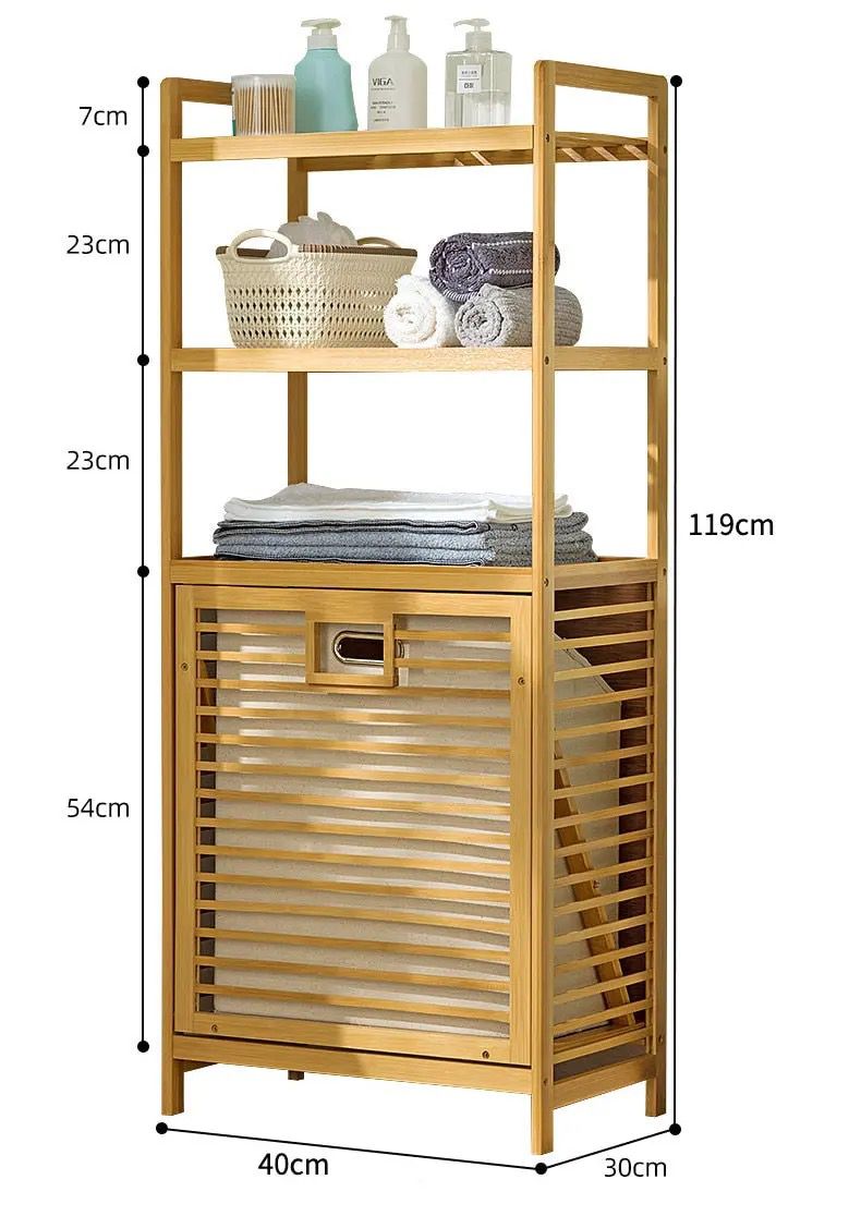 Bamboo Laundry Basket Organizer | 2-Tier Shelves