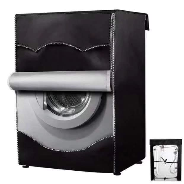 Black Zippered Double Layered  Front Load Waterproof Washing Machine Cover