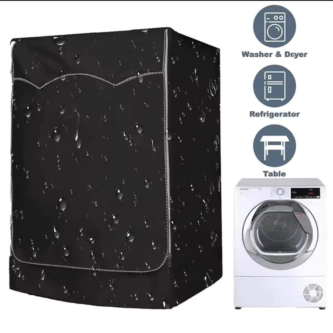 Black Zippered Double Layered  Front Load Waterproof Washing Machine Cover