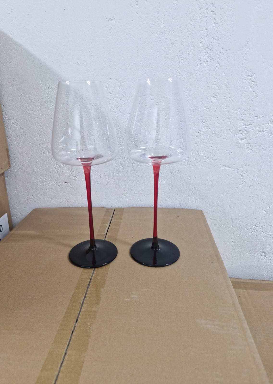 Crystal Glass concave Red Bottom Wine glass 2pcs