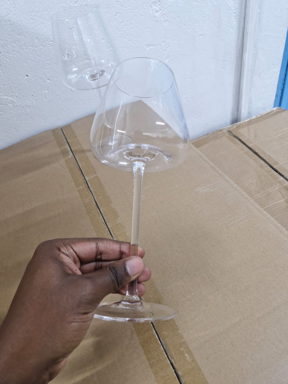 Custom Hand blown Crystal stemmed Wine glass 2pcs