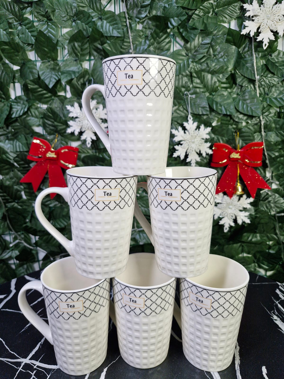 Ceramic Coffee/ Tea Mug Set With Decal Designs