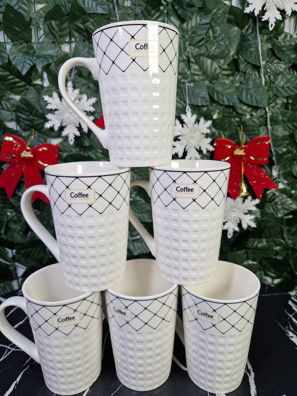 Ceramic Coffee/ Tea Mug Set With Decal Designs