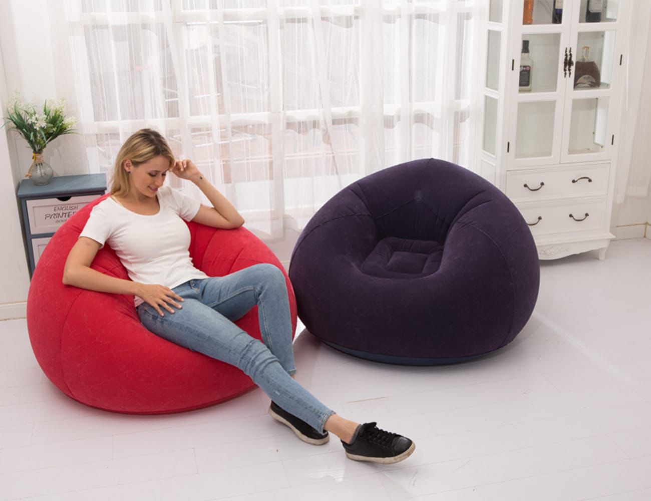 Large Lazy Inflatable sofa Seat / Inflatable Bean Bag with Free manual Pump