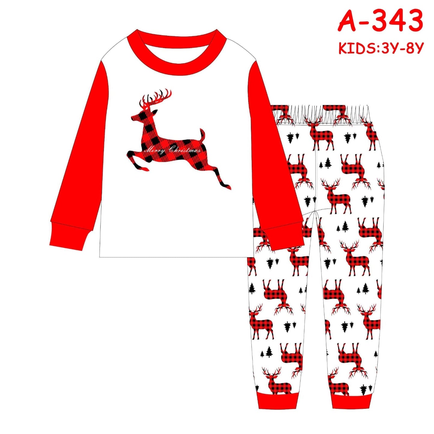 Christmas pyjamas outfit for both Adults &kids pyjamas set(top+pant)