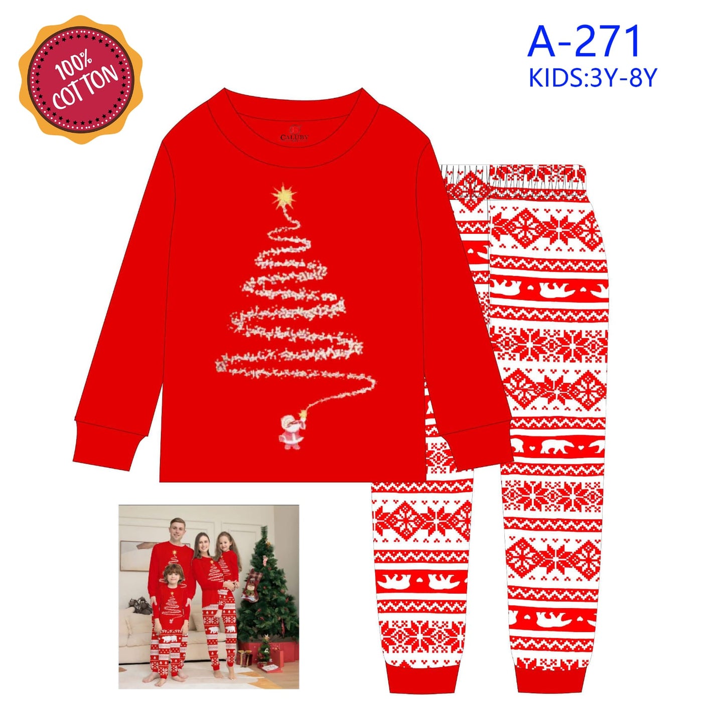 Christmas pyjamas outfit for both Adults &kids pyjamas set(top+pant)