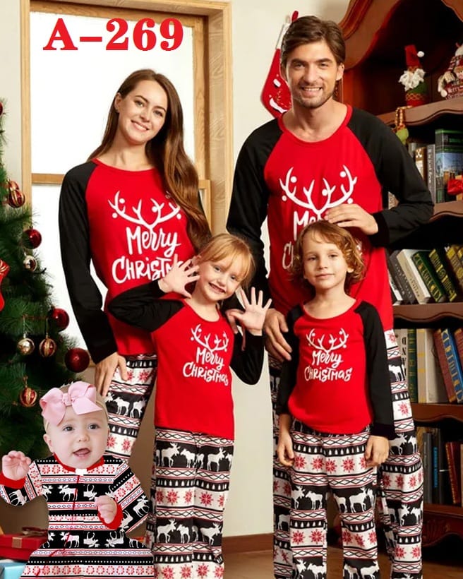 Christmas pyjamas outfit for both Adults &kids pyjamas set(top+pant)