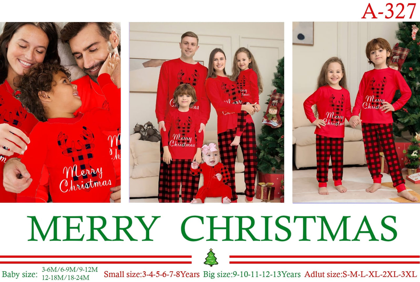 Christmas pyjamas outfit for both Adults &kids pyjamas set(top+pant)