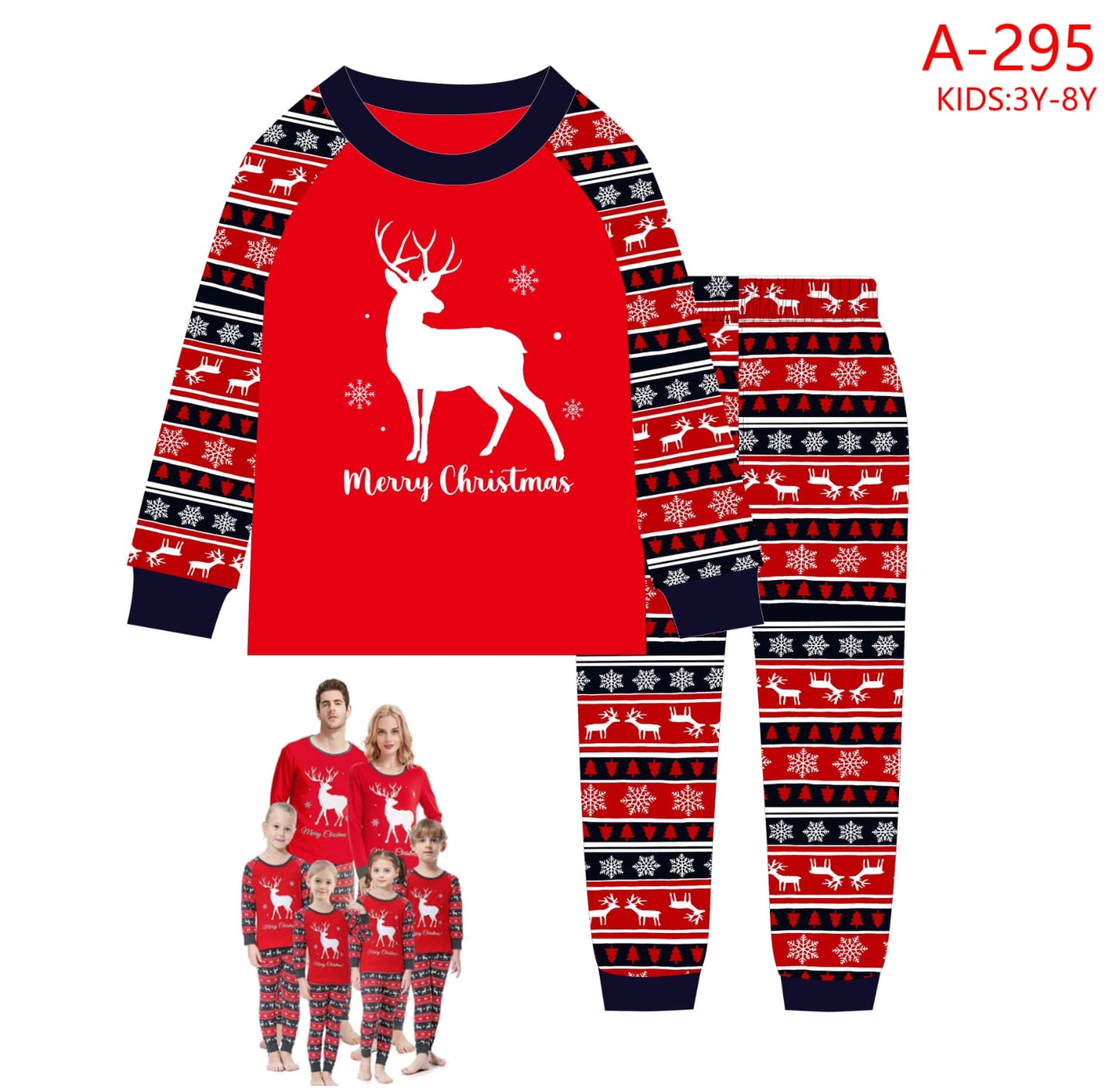 Christmas pyjamas outfit for both Adults &kids pyjamas set(top+pant)