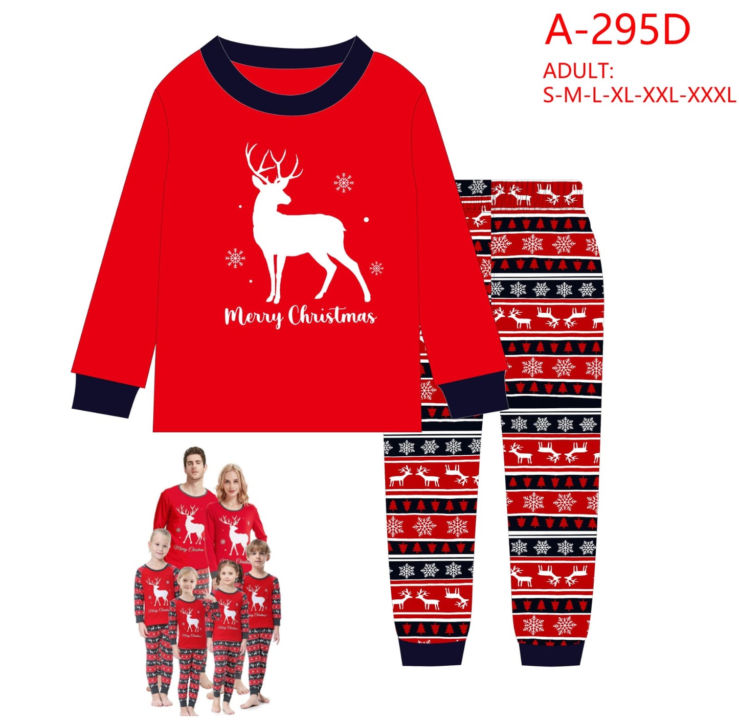 Christmas pyjamas outfit for both Adults &kids pyjamas set(top+pant)