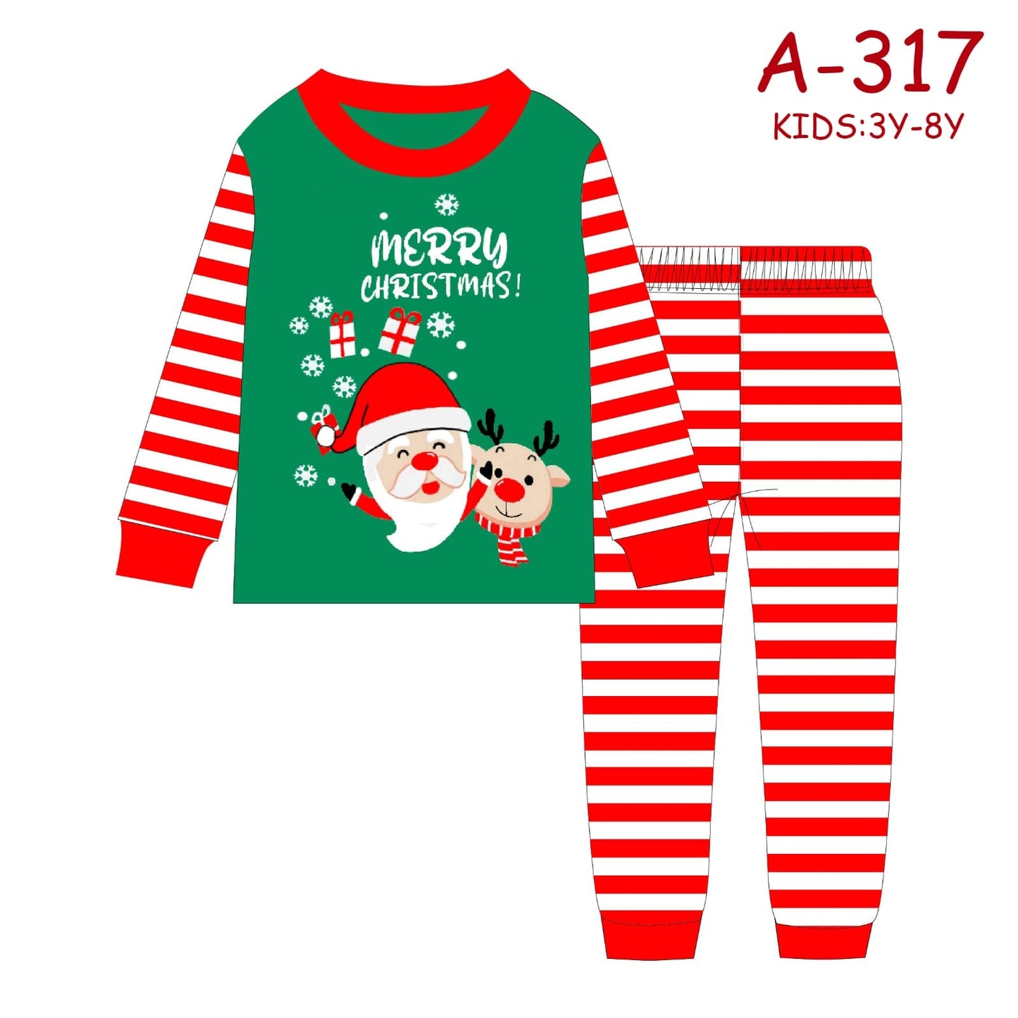 Christmas pyjamas outfit for both Adults &kids pyjamas set(top+pant)