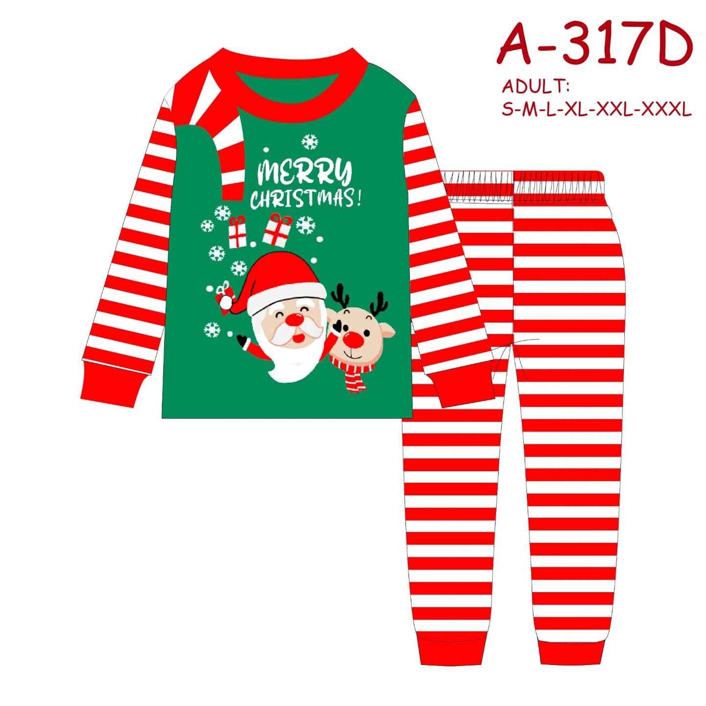 Christmas pyjamas outfit for both Adults &kids pyjamas set(top+pant)