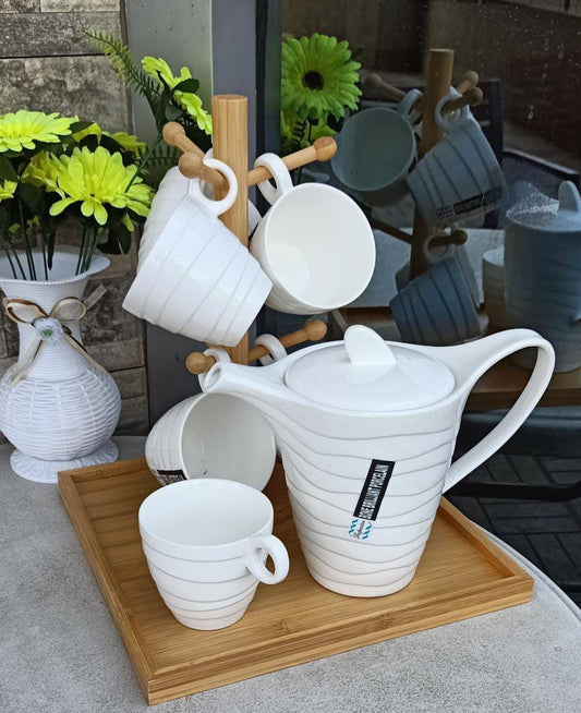 Tea set with bamboo stand