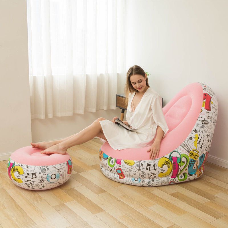 Inflatable Deluxe Lounge Seat / Inflatable seat with Foot rest & Free Pump (2pcs Sets)